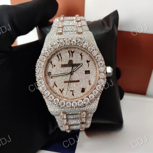 Two Tone Moissanite Diamond Set Iced Out Watch customdiamjewel