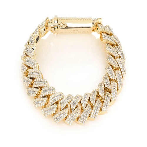Iced Out Baguette Diamond Cuban Link Bracelet  customdiamjewel   