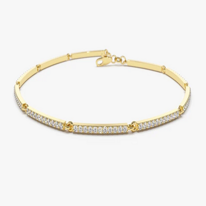 14k Solid Gold Pave Stackable Natural Diamond Bar Bracelet  customdiamjewel 10 KT Solid Gold Yellow Gold VVS-EF