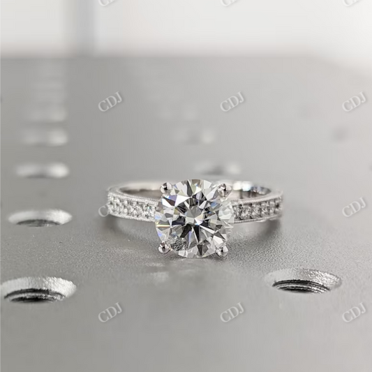 2CT Round Cut Moissanite Vintage Engagement Ring  customdiamjewel 10KT White Gold VVS-EF