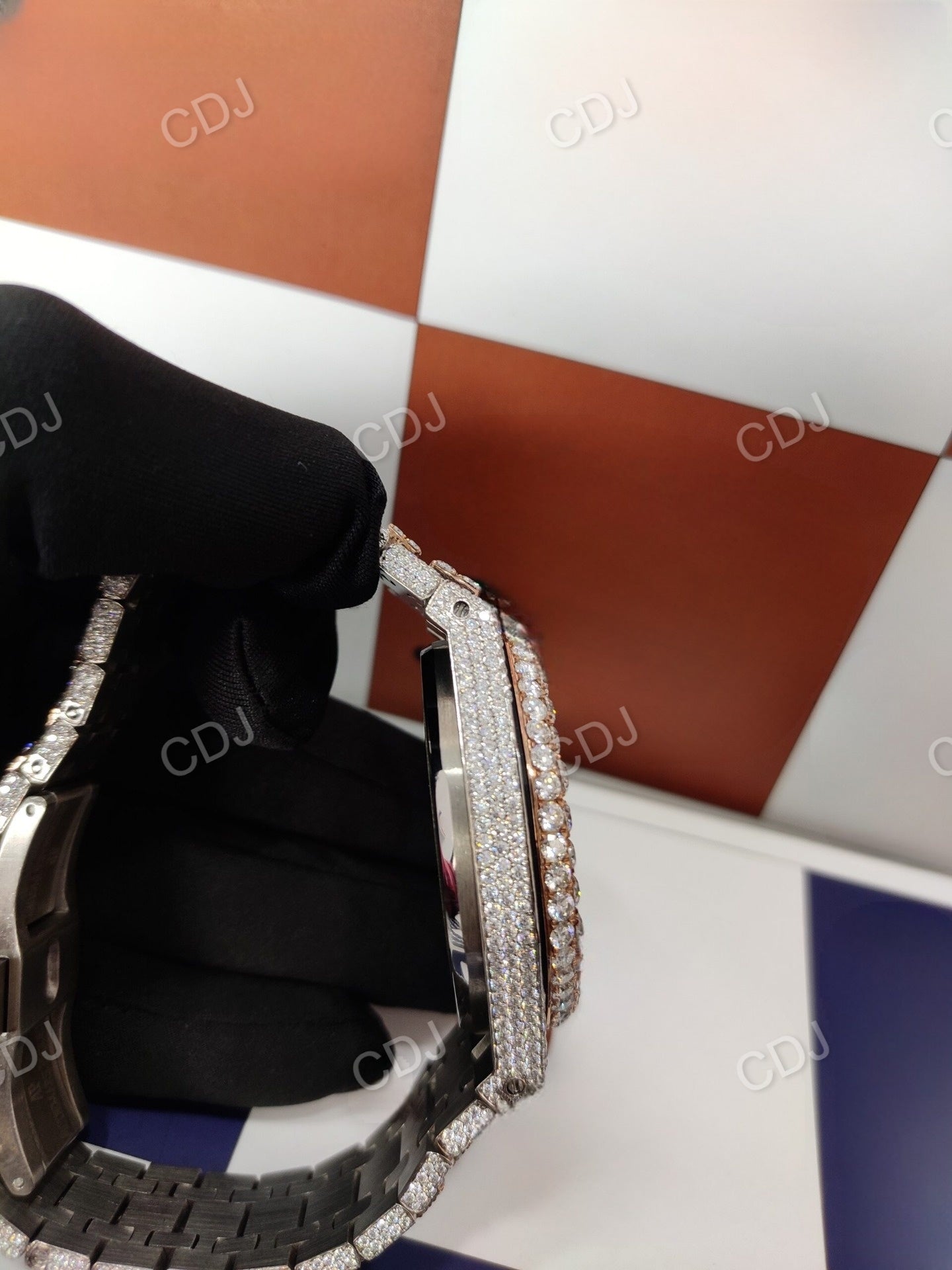Two Tone Moissanite Diamond Set Iced Out Watch customdiamjewel