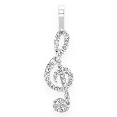 0.25CTW Treble Clef Music Diamond Pendant  customdiamjewel   