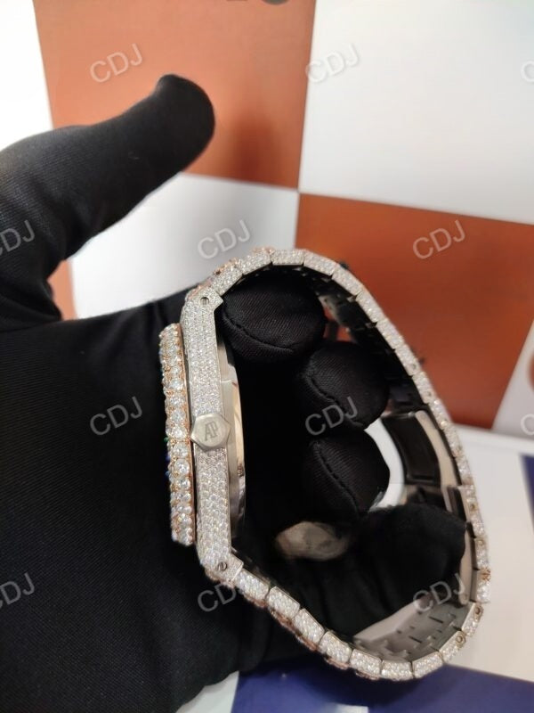 Two Tone Moissanite Diamond Set Iced Out Watch customdiamjewel