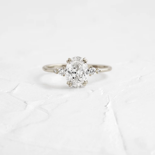Oval Cut Moissanite Multi Stone Engagement Ring  customdiamjewel 10KT White Gold VVS-EF