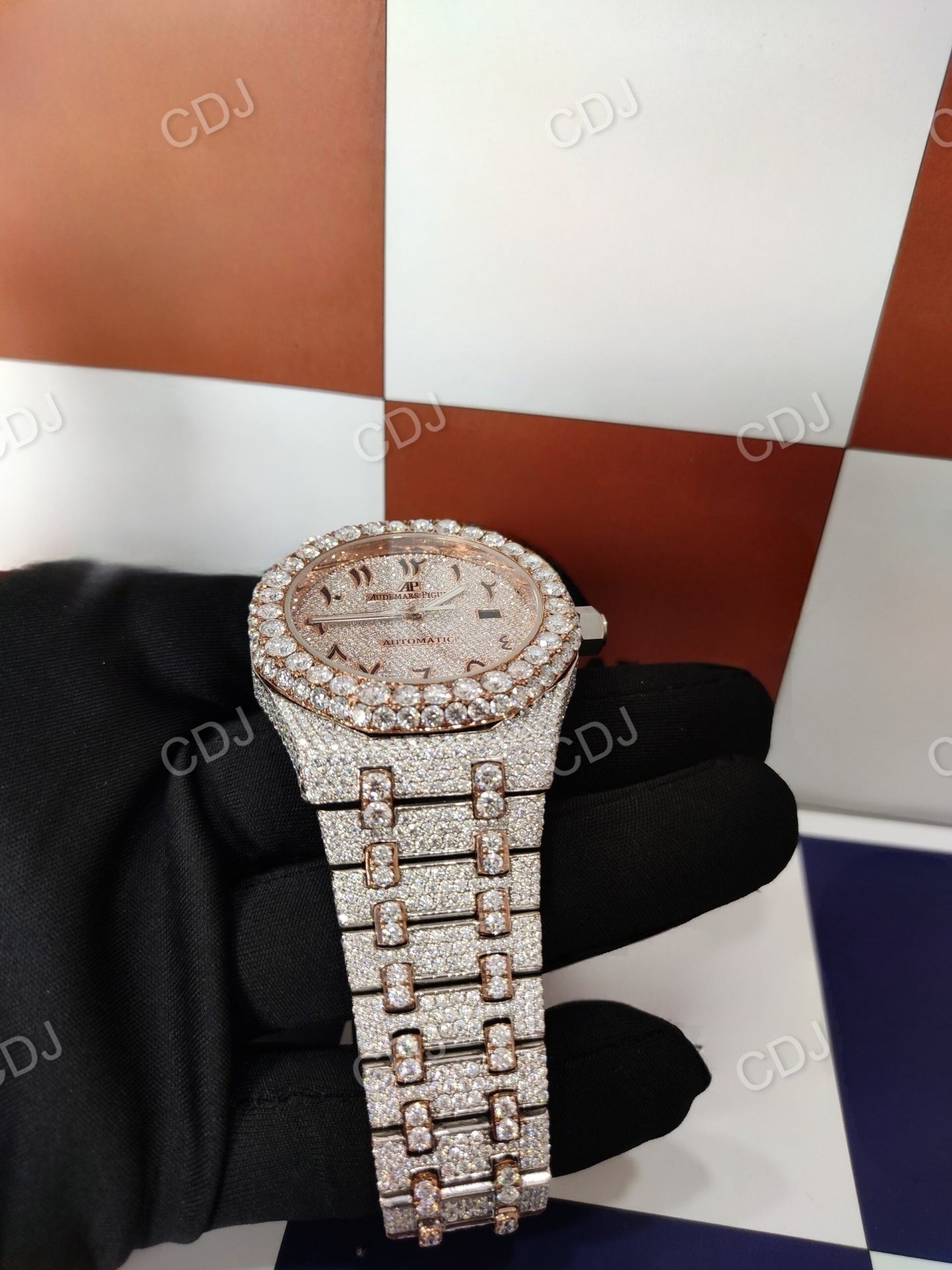 Two Tone Moissanite Diamond Set Iced Out Watch customdiamjewel