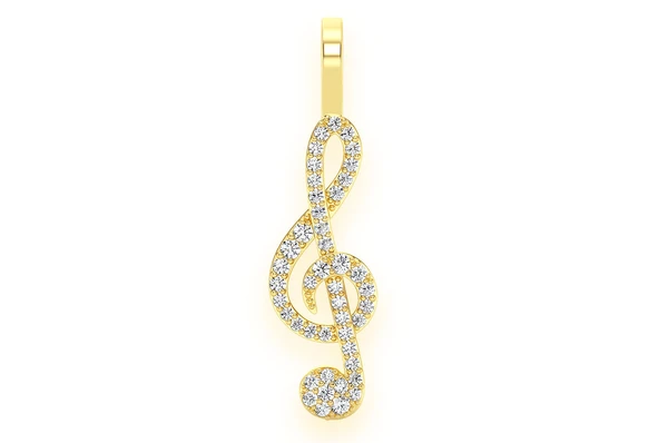0.25CTW Treble Clef Music Diamond Pendant  customdiamjewel   