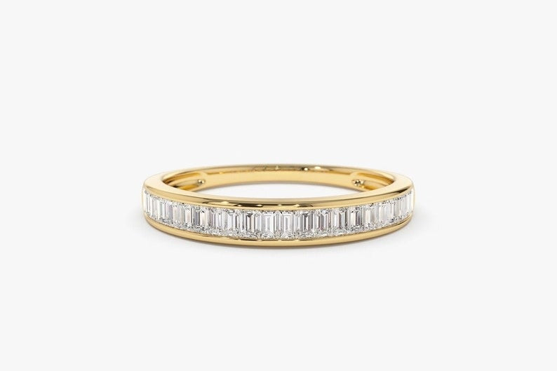 0.40CTW Baguette Cut Natural Diamond Channel Set Wedding Band  customdiamjewel 10KT Yellow Gold VVS-EF