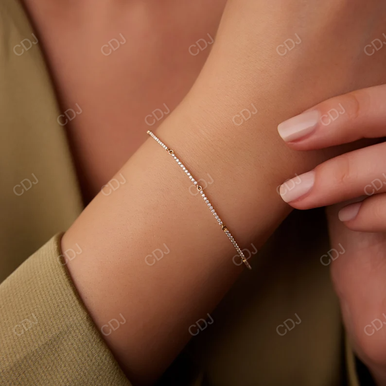 14k Solid Gold Pave Stackable Natural Diamond Bar Bracelet  customdiamjewel   