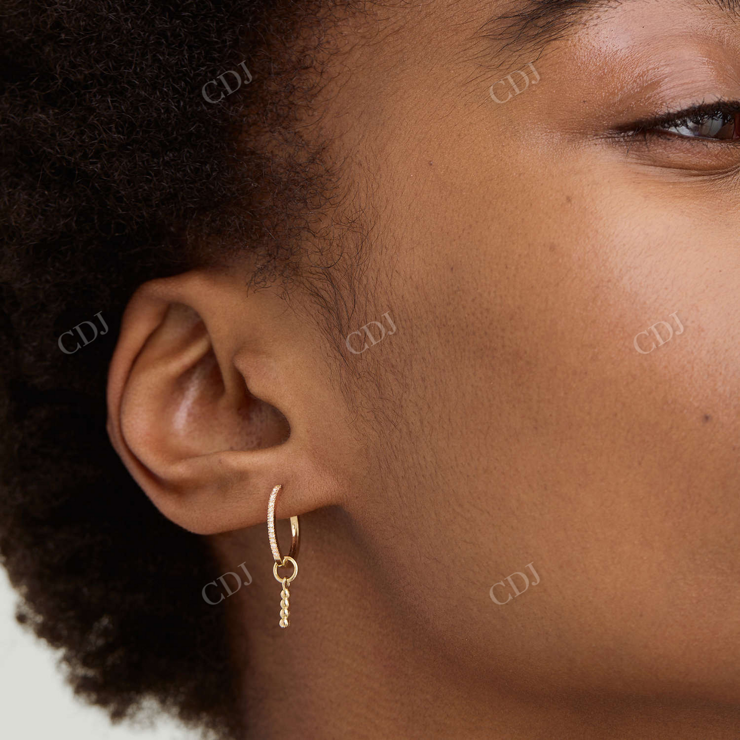 Single Line Beaded Design Hoop earrings