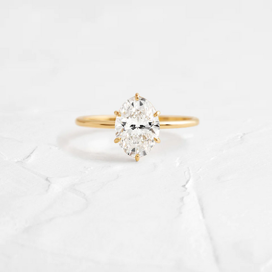 Oval Cut Moissanite Solitaire Engagement Ring  customdiamjewel 10KT Yellow Gold VVS-EF