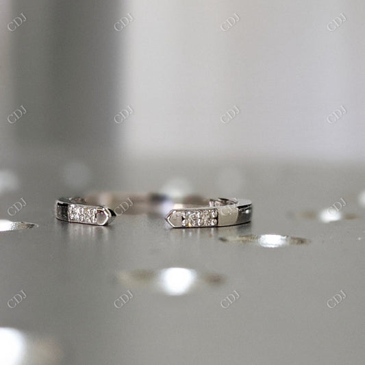 Cuff Style 0.05CT Natural Diamond Open Shank Wedding Band  customdiamjewel 10KT White Gold VVS-EF