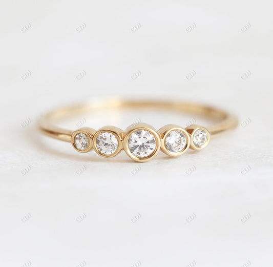 5 Stone Bezel Set Natural Diamond Engagement Ring  customdiamjewel 10KT Yellow Gold VVS-EF