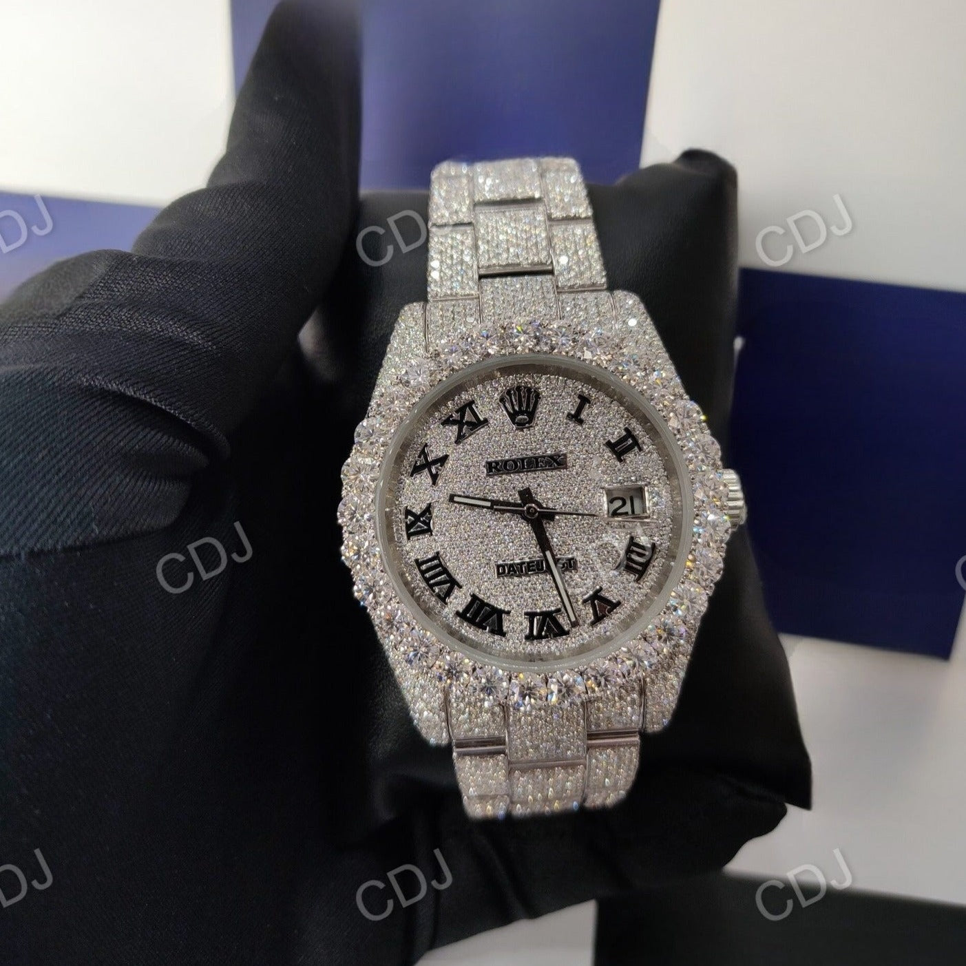 VVS Moissanite Full ICed Out Rolex Oyster Watch customdiamjewel