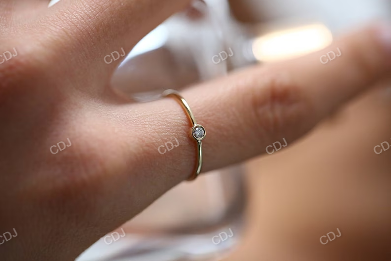 Simple Solitaire Bezel Set Diamond Wedding Band  customdiamjewel   