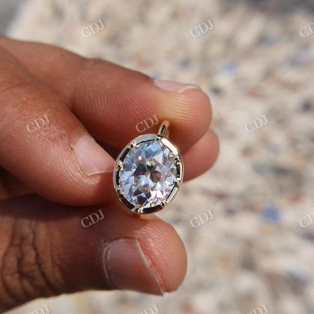 3.5CT Old Mine Oval Cut Georgian Setting Solitaire Ring  customdiamjewel   