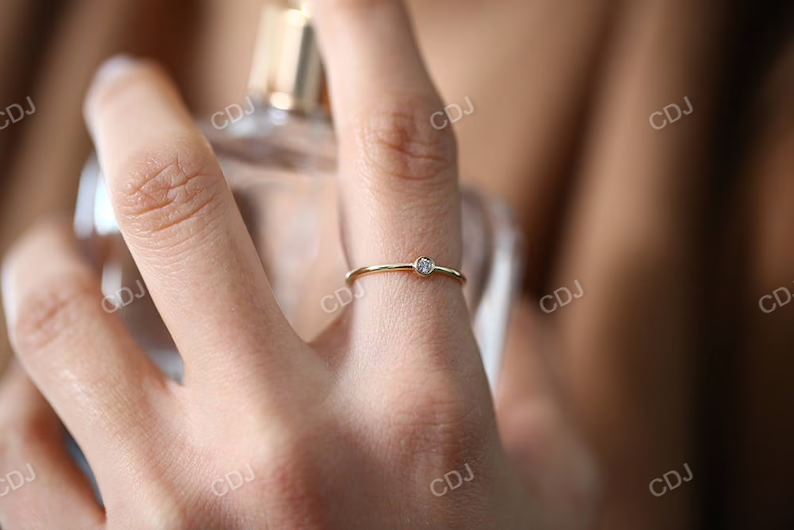 Simple Solitaire Bezel Set Diamond Wedding Band  customdiamjewel   
