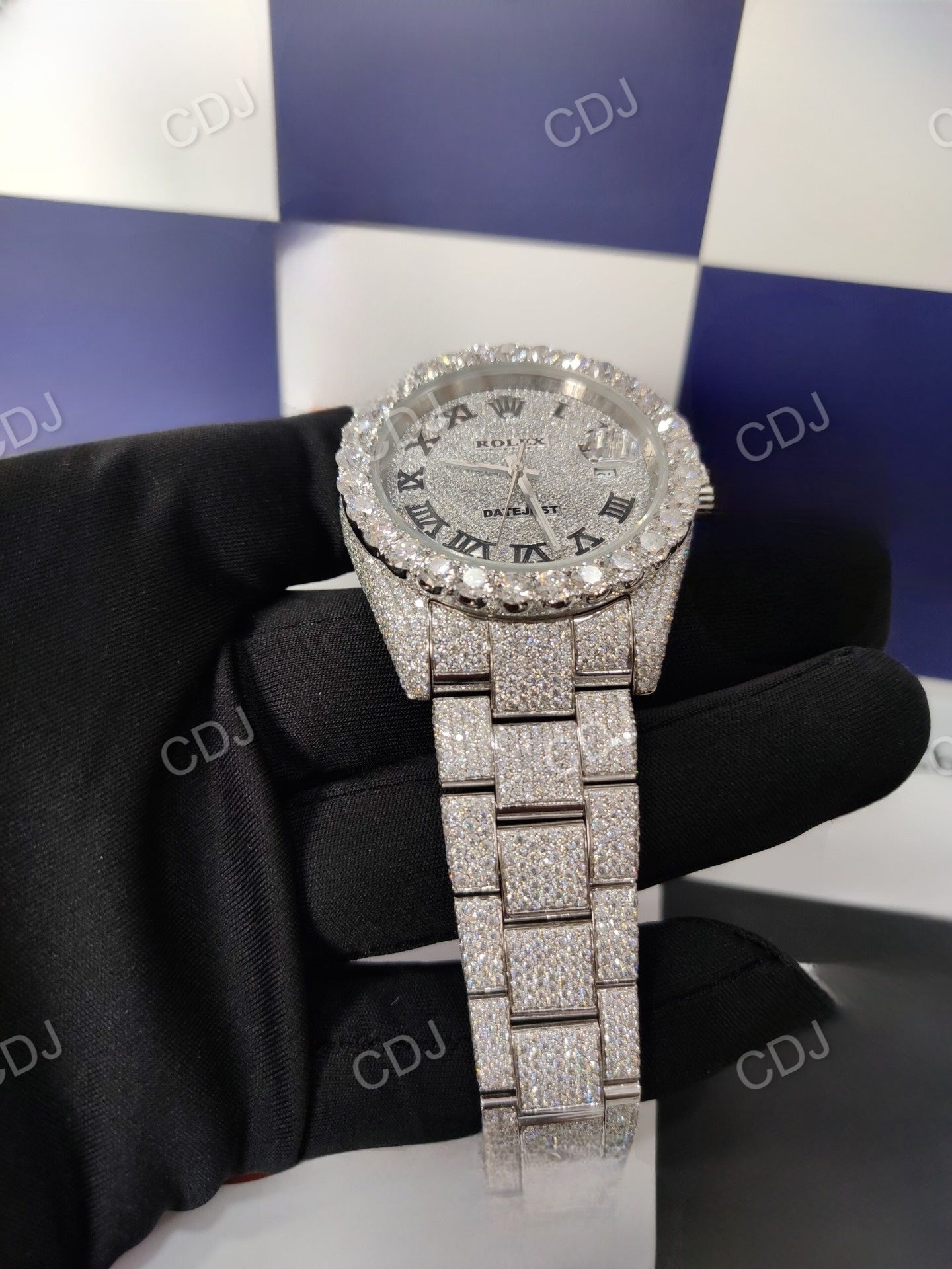 VVS Moissanite Full ICed Out Rolex Oyster Watch customdiamjewel