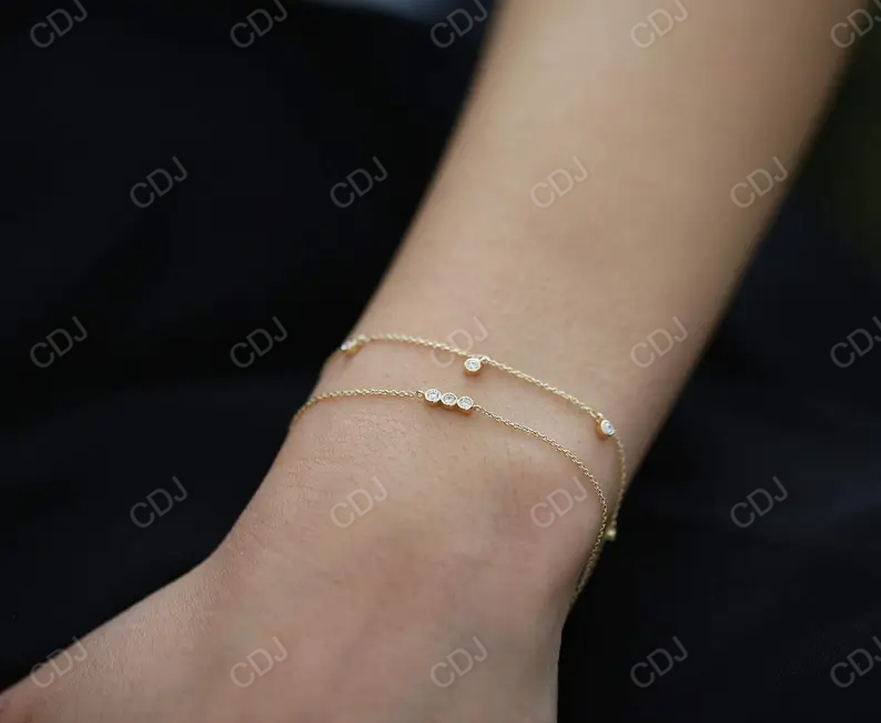 Moissanite 14k Solid Gold Bezel Set Bracelet  customdiamjewel   