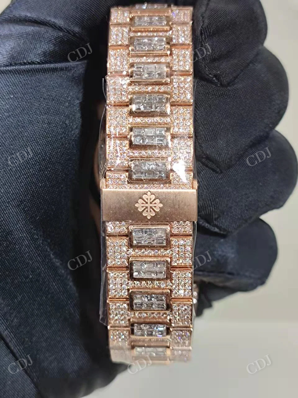 Rose Gold Patek Philippe Iced Out Custom Moissanite Watch customdiamjewel
