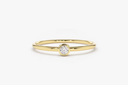 Simple Solitaire Bezel Set Diamond Wedding Band  customdiamjewel 10KT Yellow Gold VVS-EF
