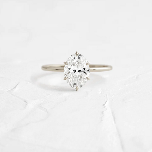 Oval Cut Moissanite Solitaire Engagement Ring  customdiamjewel 10KT White Gold VVS-EF