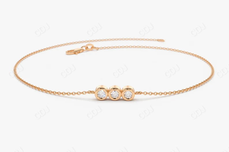 Moissanite 14k Solid Gold Bezel Set Bracelet  customdiamjewel Sterling Silver Rose Gold VVS-EF