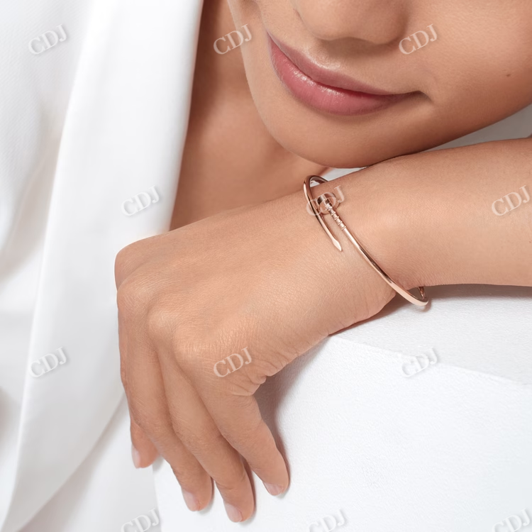 Fashion Simple Style Cartier Rose Gold Cuff Nail Bracelet  customdiamjewel   
