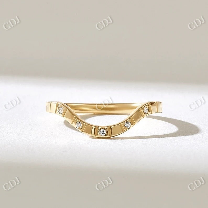 0.05CTW Diamond Square Pattern Arch  Wedding Band  customdiamjewel   