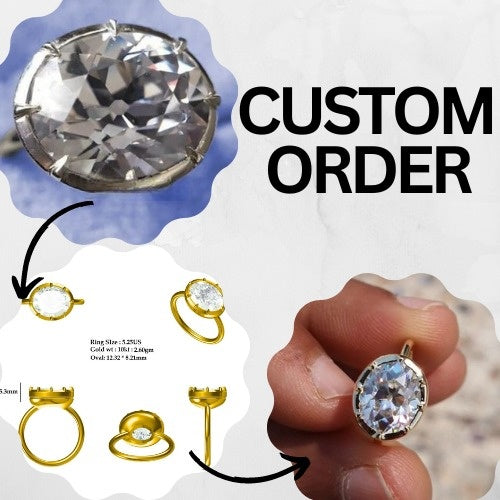 3.5CT Old Mine Oval Cut Georgian Setting Solitaire Ring  customdiamjewel   