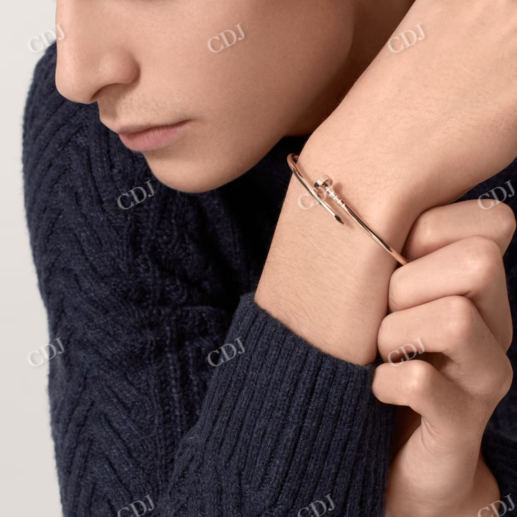Fashion Simple Style Cartier Rose Gold Cuff Nail Bracelet  customdiamjewel   