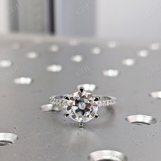 Old European Cut Moissanite Half Eternity Engagement Ring  customdiamjewel 10KT White Gold VVS-EF