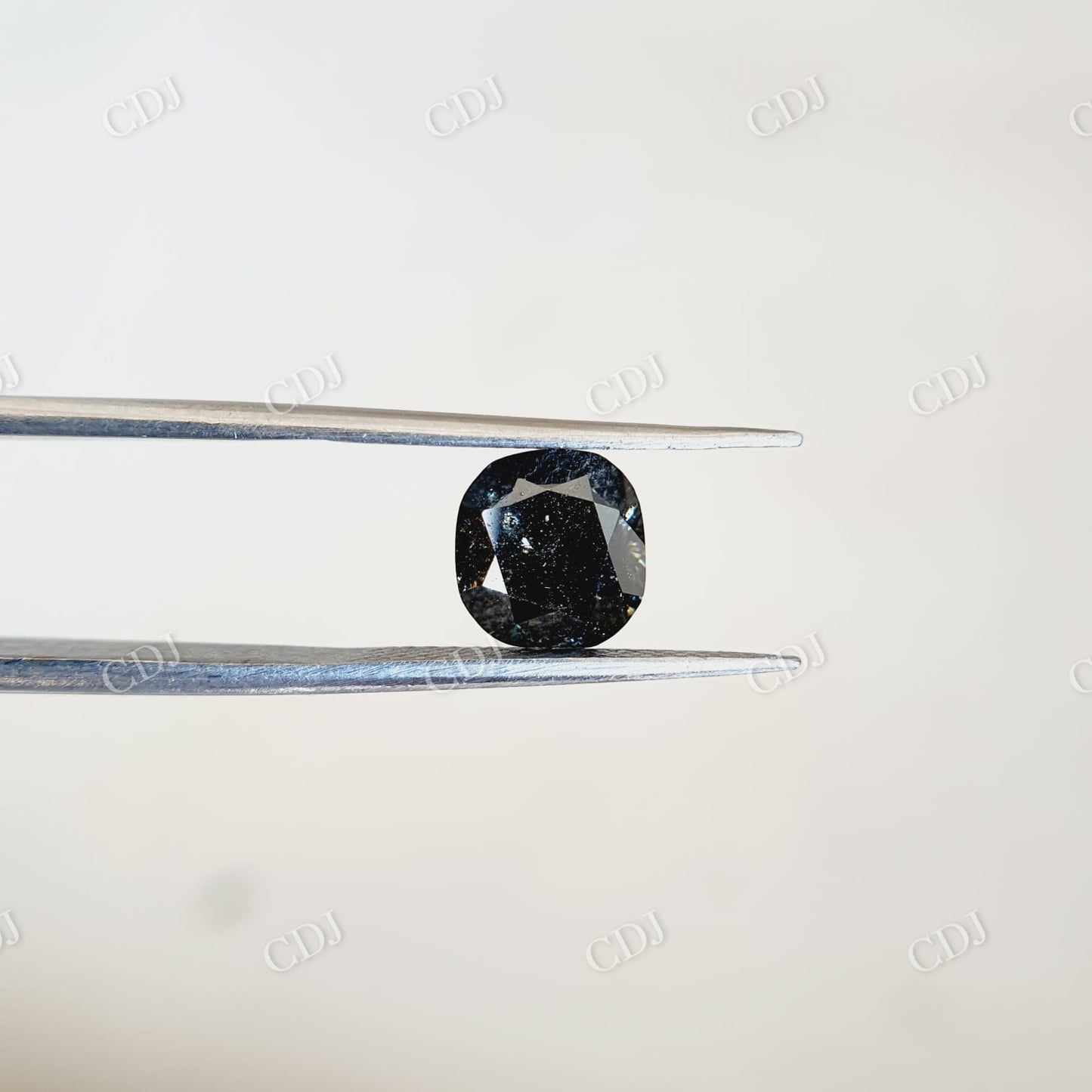 10K Solid White Gold, 2 CT cushion Cut salt and pepper and Side Stone White colorless  customdiamjewel   