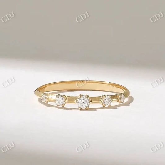 0.25CTW Round CVD Minimalist Diamond Wedding Band  customdiamjewel 10KT Yellow Gold VVS-EF