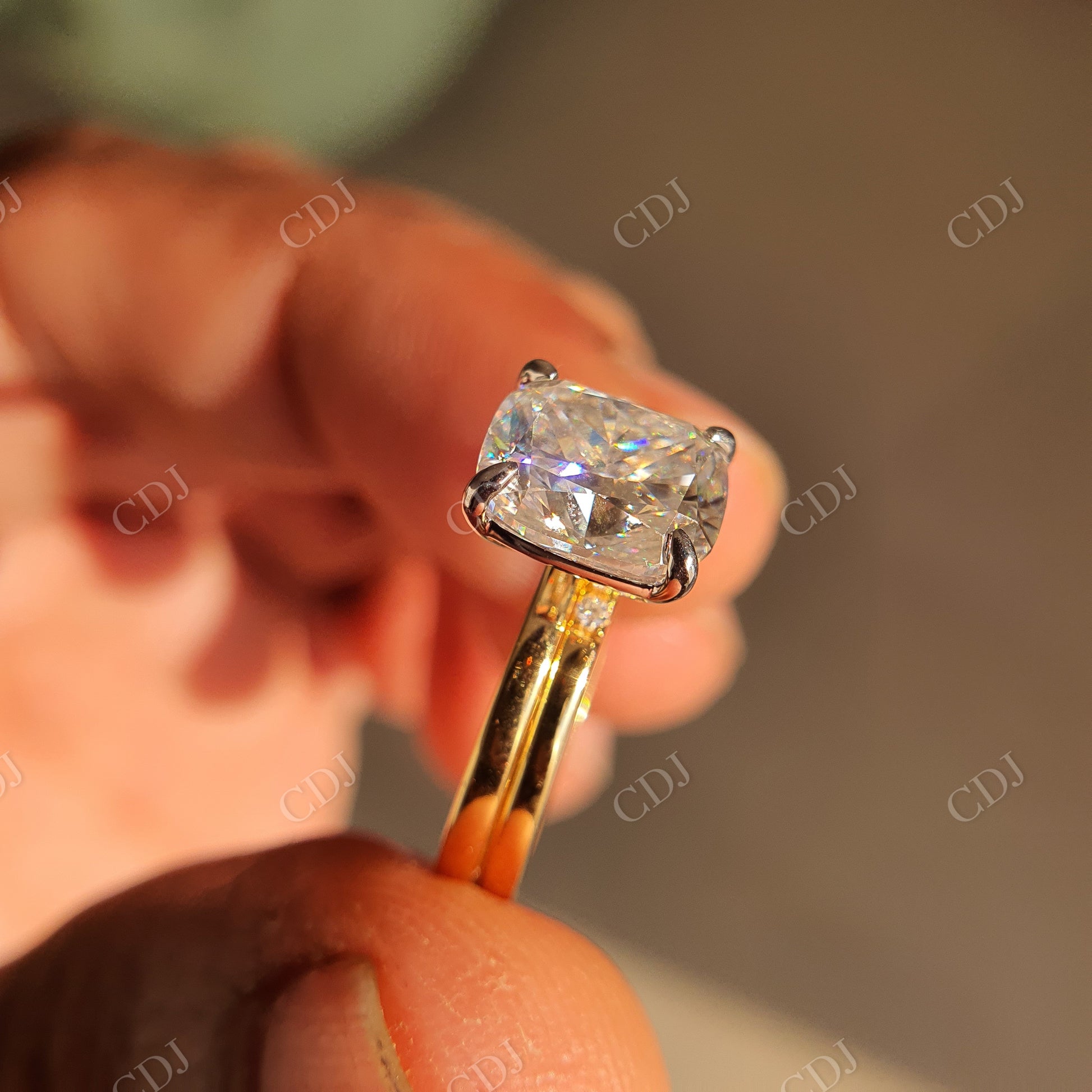 Antique Cushion Cut Moissanite Bridal Ring Set  customdiamjewel   