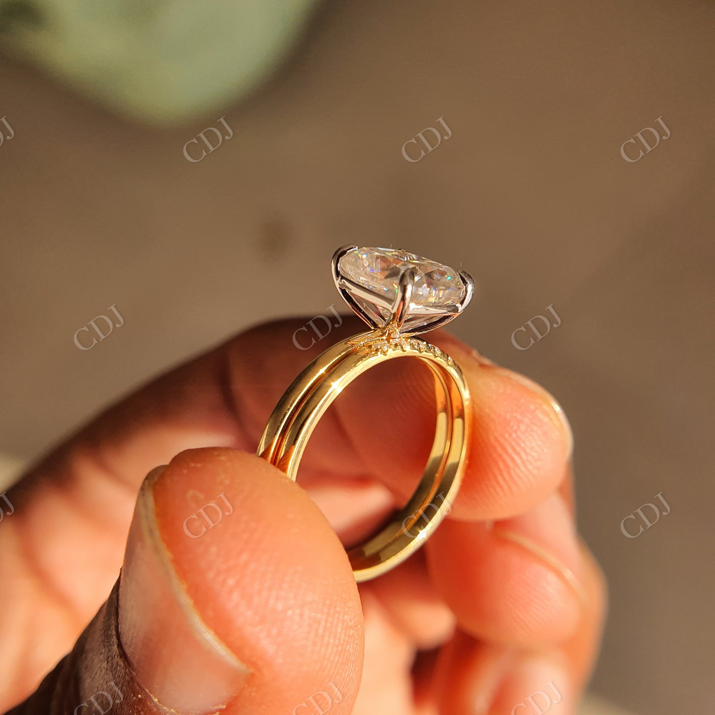 Antique Cushion Cut Moissanite Bridal Ring Set  customdiamjewel   
