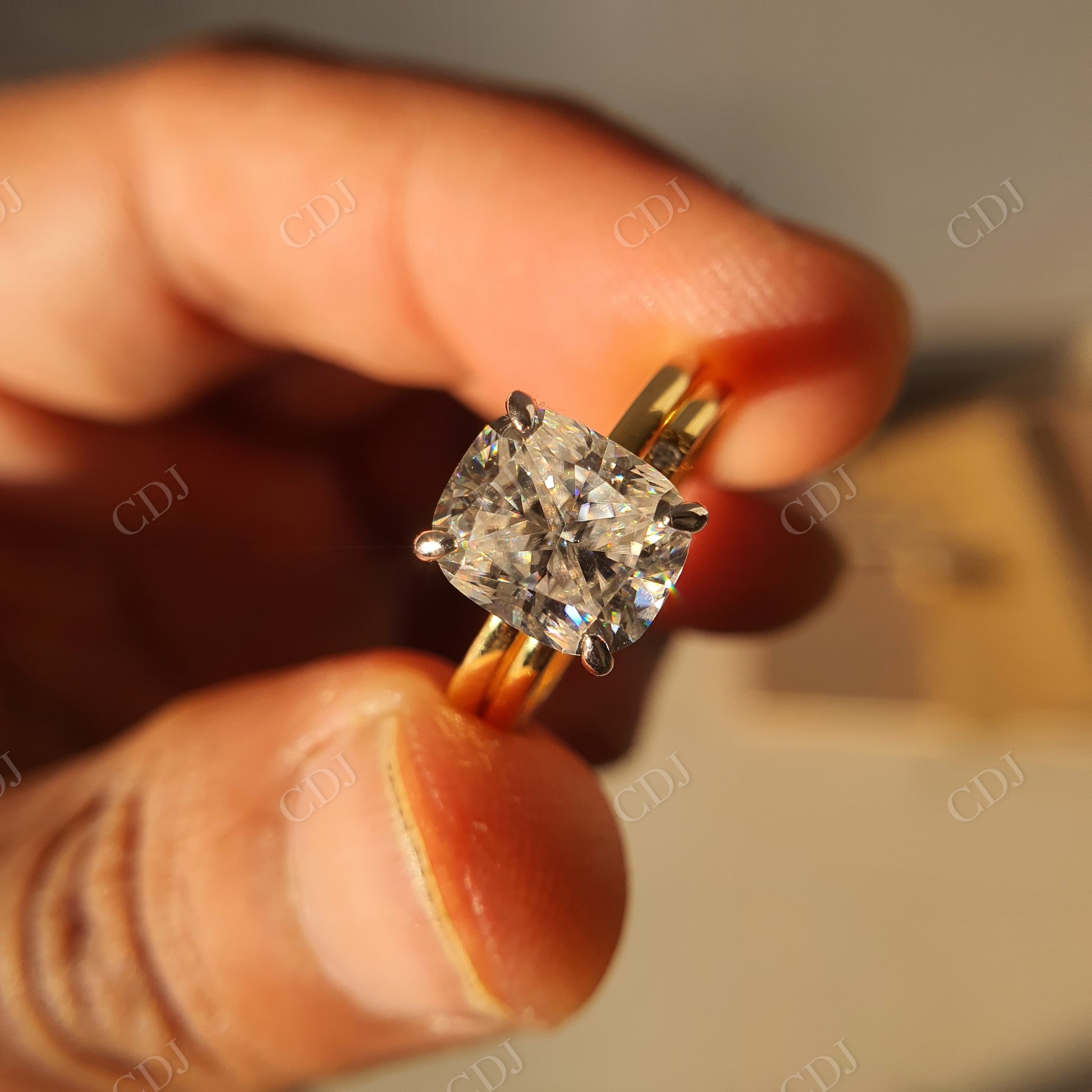 Antique Cushion Cut Moissanite Bridal Ring Set  customdiamjewel   