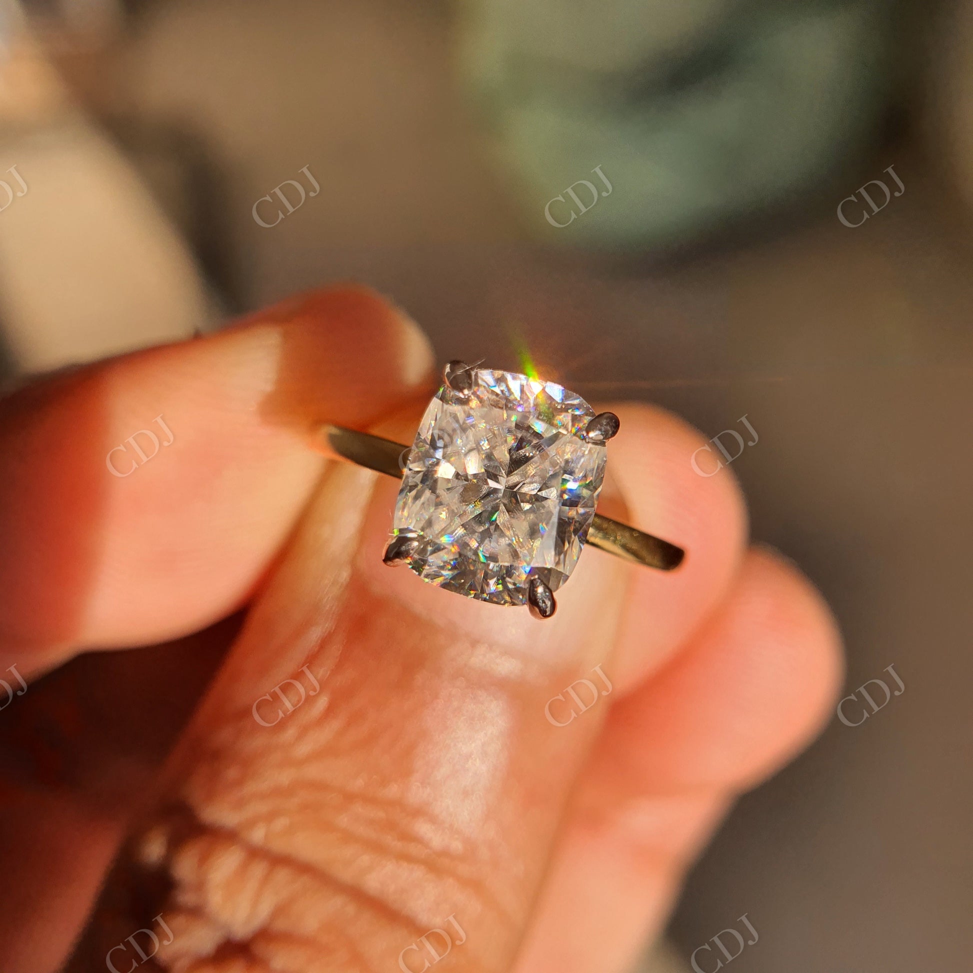 Antique Cushion Cut Moissanite Bridal Ring Set  customdiamjewel   