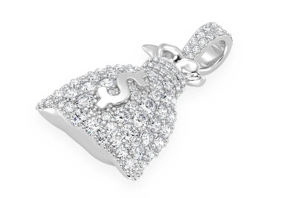 1.50CTW Diamond Money Bag White Gold Pendant customdiamjewel
