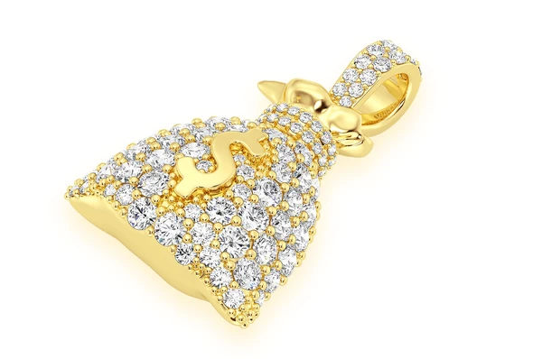 1.50CTW Diamond Money Bag White Gold Pendant customdiamjewel