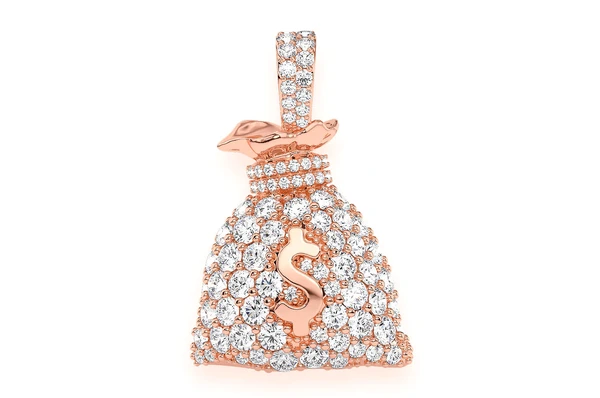 1.50CTW Diamond Money Bag White Gold Pendant customdiamjewel
