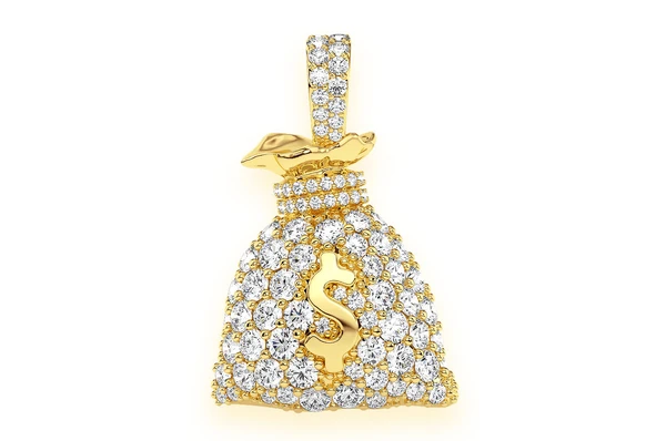 1.50CTW Diamond Money Bag White Gold Pendant customdiamjewel