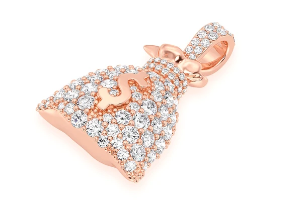 1.50CTW Diamond Money Bag White Gold Pendant customdiamjewel