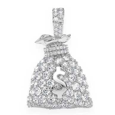 1.50CTW Diamond Money Bag White Gold Pendant customdiamjewel