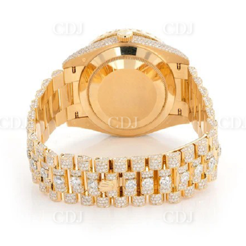 Fully Ice Out ROLEX 40MM Yellow Gold pelted Diamond Watch. (25.35CTW )