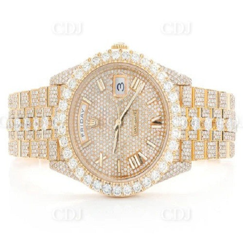 Fully Ice Out ROLEX 40MM Yellow Gold pelted Diamond Watch. (25.35CTW )  customdiamjewel   