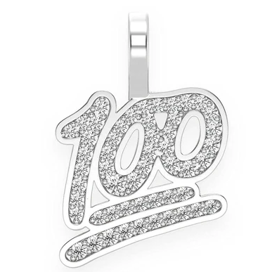 Bezel Set Diamond "100" Number Gold Pendant customdiamjewel