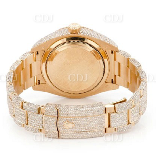 Round Diamond Rolex Yellow Gold pelted Hip Hop Watch.  customdiamjewel   