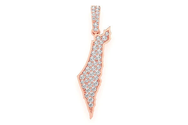 0.40CTW Gold Israel Palestine Country Diamond Pendant customdiamjewel