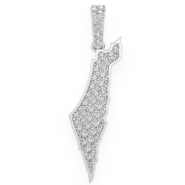 0.40CTW Gold Israel Palestine Country Diamond Pendant customdiamjewel