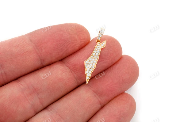 0.40CTW Gold Israel Palestine Country Diamond Pendant customdiamjewel